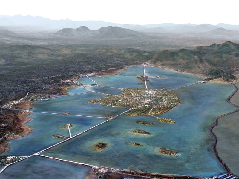La ciudad de México-Tenochtitlan comenzó como una isla conectada por canales a los pueblos vecinos.