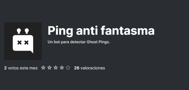 Anti Ghost Ping#1745 detecta si ha ocurrido un ping fantasma, luego publicará una inserción que contiene la persona que hizo ping fantasma