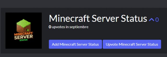 Utilidades de Minecraft Server Status#5845 Estadísticas, Información, Ayudar, Invitación, Actualizar, Reporte, Votar y otras más.