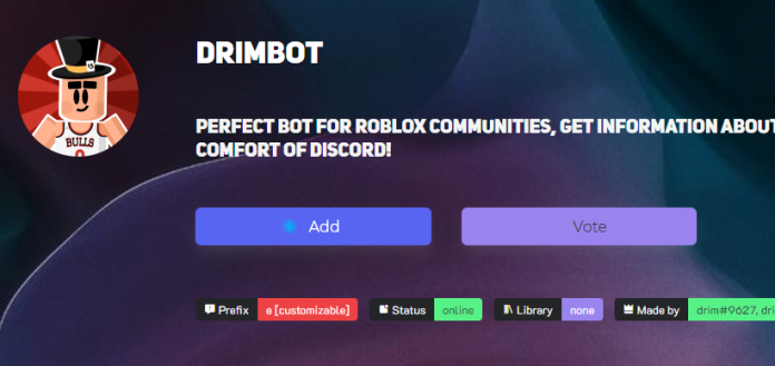 drimbot#6079, ¡El bot más avanzado que muestra información de Roblox, como perfiles de usuario, desde la comodidad de la discordia!